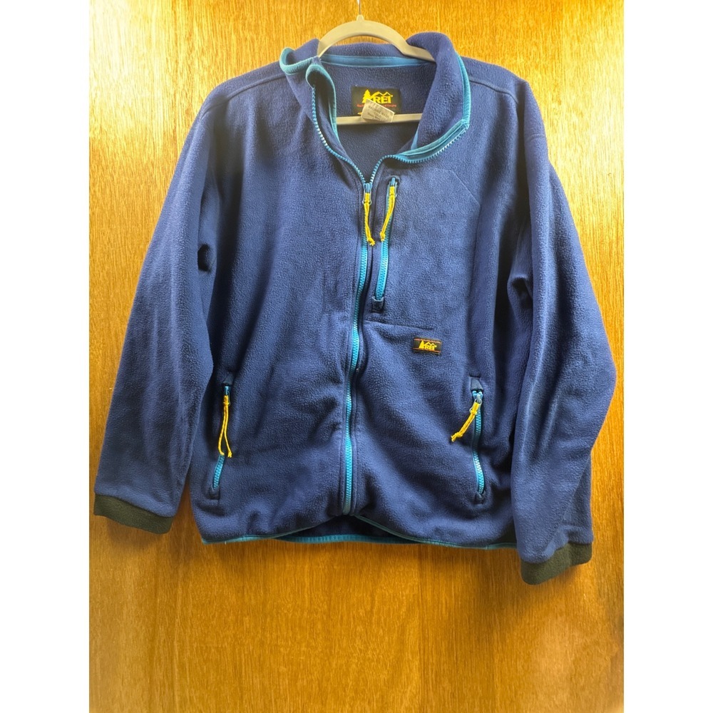 REI Fleece Jacket Mens Medium Blue Excellent Full Zip Outdoor Layer